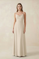 Cami Strap A - Line Chiffon Bridesmaid Dress in Champagne - KissProm Bridesmaid Dresses