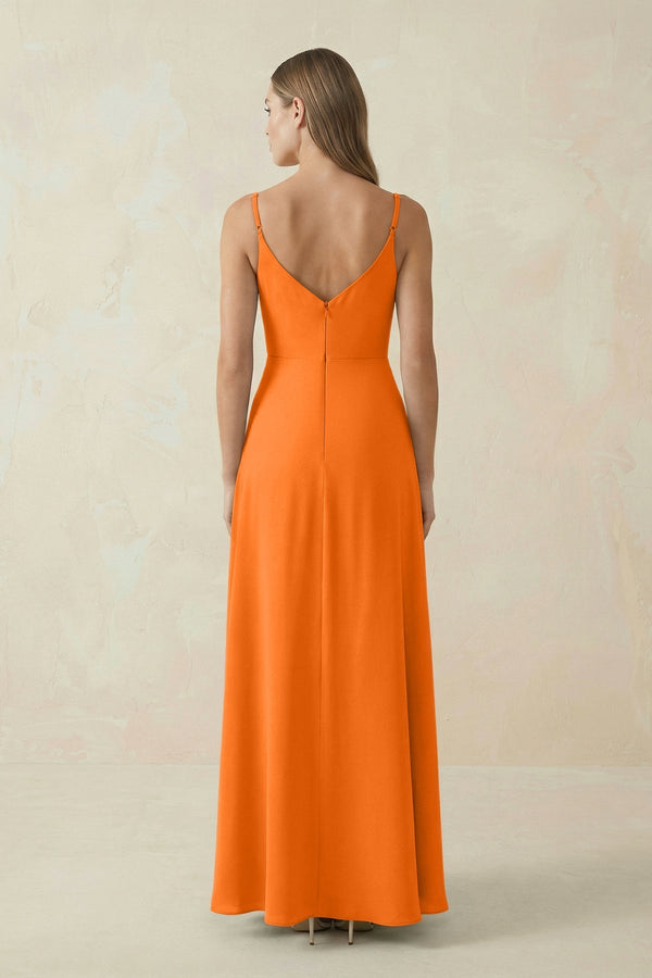 Cami Strap A - Line Chiffon Bridesmaid Dress in Cinnamon - KissProm Bridesmaid Dresses