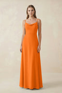 Cami Strap A - Line Chiffon Bridesmaid Dress in Cinnamon - KissProm Bridesmaid Dresses