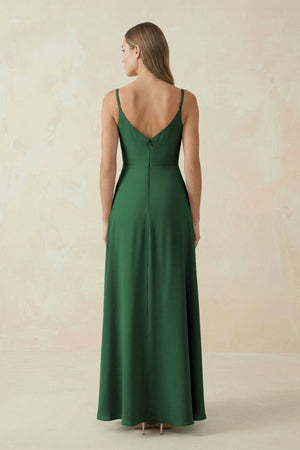 Cami Strap A - Line Chiffon Bridesmaid Dress in Dark Green - KissProm Bridesmaid Dresses