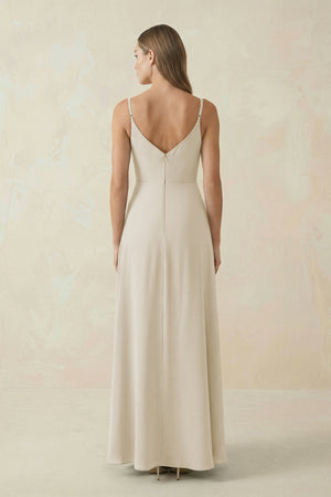 Cami Strap A - Line Chiffon Bridesmaid Dress in Dove Gray - KissProm Bridesmaid Dresses