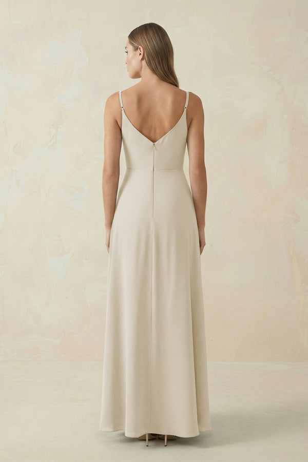 dove grey chiffon dress Sequin Fringe Fitted Halter Slit Gown by Jovani D6105 main image 1