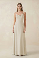 Cami Strap A - Line Chiffon Bridesmaid Dress in Dove Gray - KissProm Bridesmaid Dresses