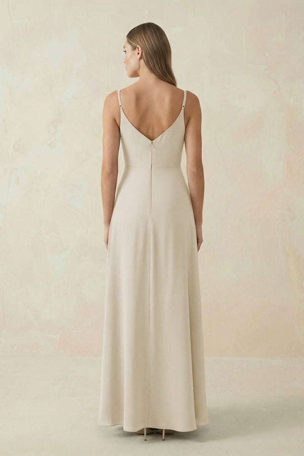 Cami Strap A - Line Chiffon Bridesmaid Dress in Dove Gray - KissProm Bridesmaid Dresses