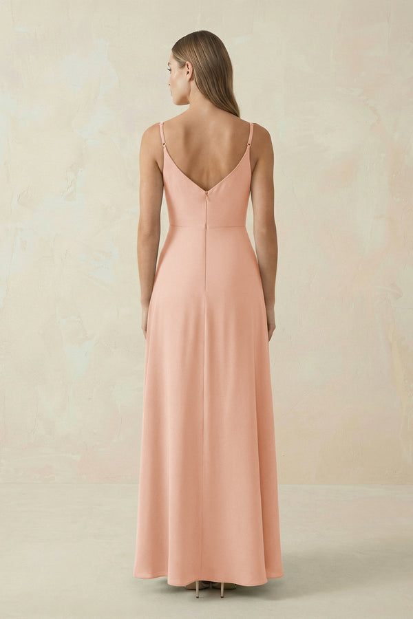 Cami Strap A - Line Chiffon Bridesmaid Dress in English Rose - KissProm Bridesmaid Dresses