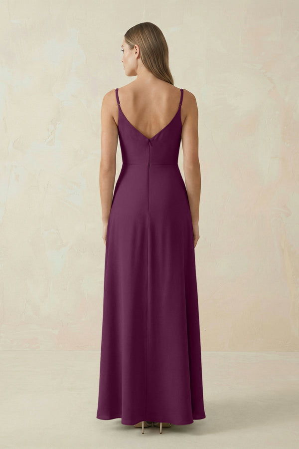 Cami Strap A - Line Chiffon Bridesmaid Dress in Fig - KissProm Bridesmaid Dresses