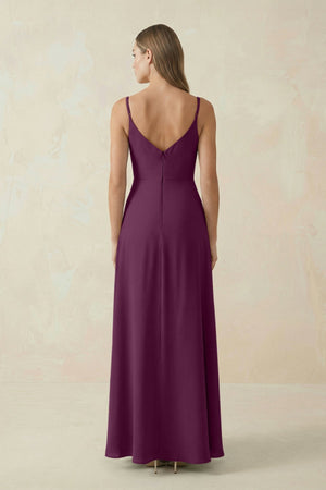 Cami Strap A - Line Chiffon Bridesmaid Dress in Fig - KissProm Bridesmaid Dresses