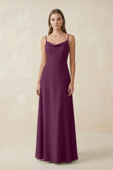 Cami Strap A - Line Chiffon Bridesmaid Dress in Fig - KissProm Bridesmaid Dresses