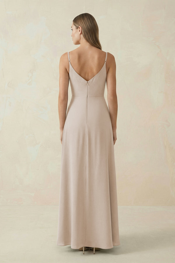 Cami Strap A - Line Chiffon Bridesmaid Dress in Frost - KissProm Bridesmaid Dresses