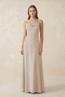 Cami Strap A - Line Chiffon Bridesmaid Dress in Frost - KissProm Bridesmaid Dresses