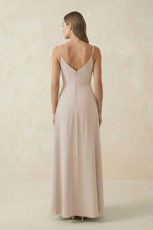 Cami Strap A - Line Chiffon Bridesmaid Dress in Frost - KissProm Bridesmaid Dresses