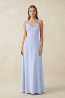 Cami Strap A - Line Chiffon Bridesmaid Dress in Ice - KissProm Bridesmaid Dresses