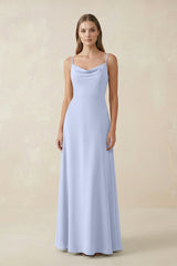Cami Strap A - Line Chiffon Bridesmaid Dress in Ice - KissProm Bridesmaid Dresses