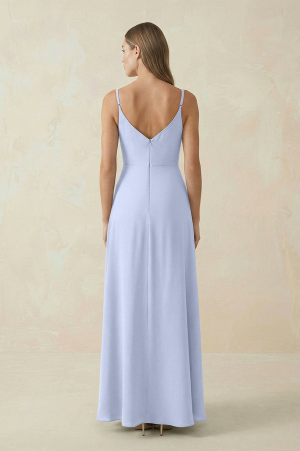 Cami Strap A - Line Chiffon Bridesmaid Dress in Ice - KissProm Bridesmaid Dresses