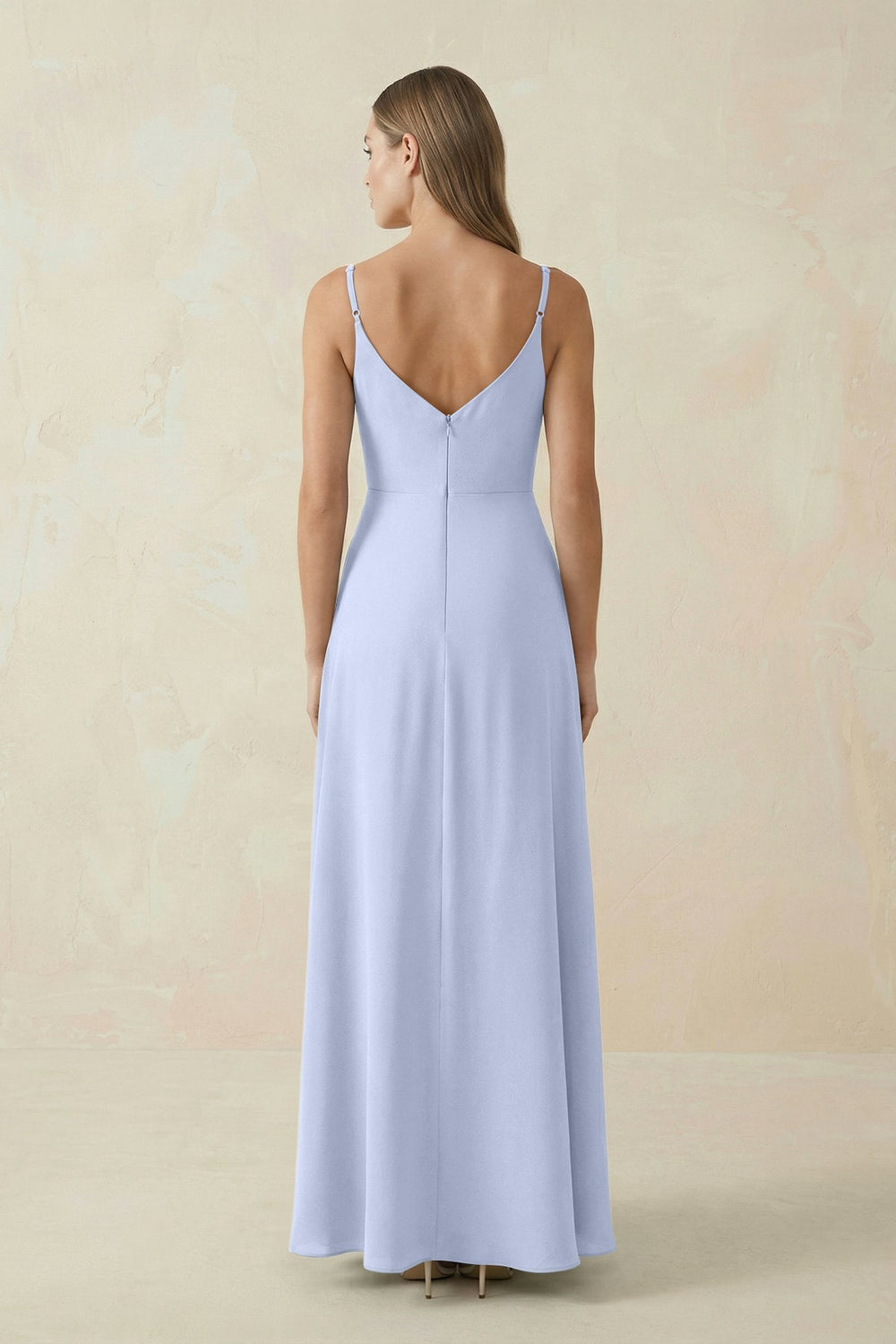 Cami Strap A - Line Chiffon Bridesmaid Dress in Ice - KissProm Bridesmaid Dresses