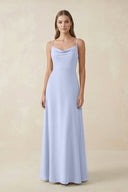 Cami Strap A - Line Chiffon Bridesmaid Dress in Ice - KissProm Bridesmaid Dresses