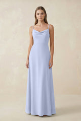 Cami Strap A - Line Chiffon Bridesmaid Dress in Ice - KissProm Bridesmaid Dresses