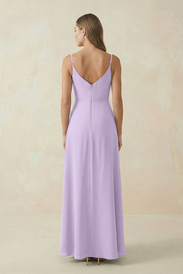 Cami Strap A - Line Chiffon Bridesmaid Dress in Lavender - KissProm Bridesmaid Dresses