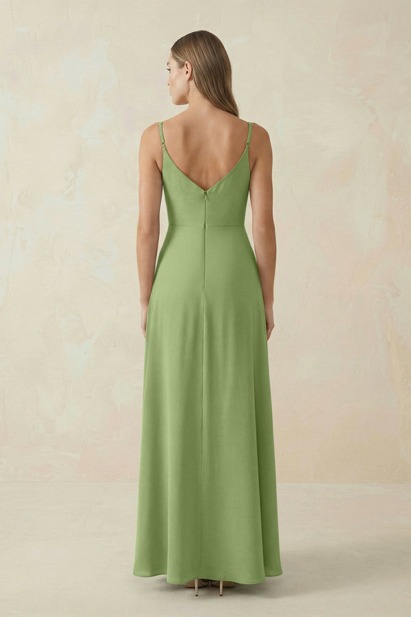 Cami Strap A - Line Chiffon Bridesmaid Dress in Matcha - KissProm Bridesmaid Dresses