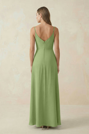 Cami Strap A - Line Chiffon Bridesmaid Dress in Matcha - KissProm Bridesmaid Dresses