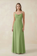 Cami Strap A - Line Chiffon Bridesmaid Dress in Matcha - KissProm Bridesmaid Dresses