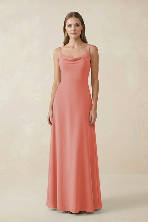 Cami Strap A - Line Chiffon Bridesmaid Dress in Mulberry - KissProm Bridesmaid Dresses