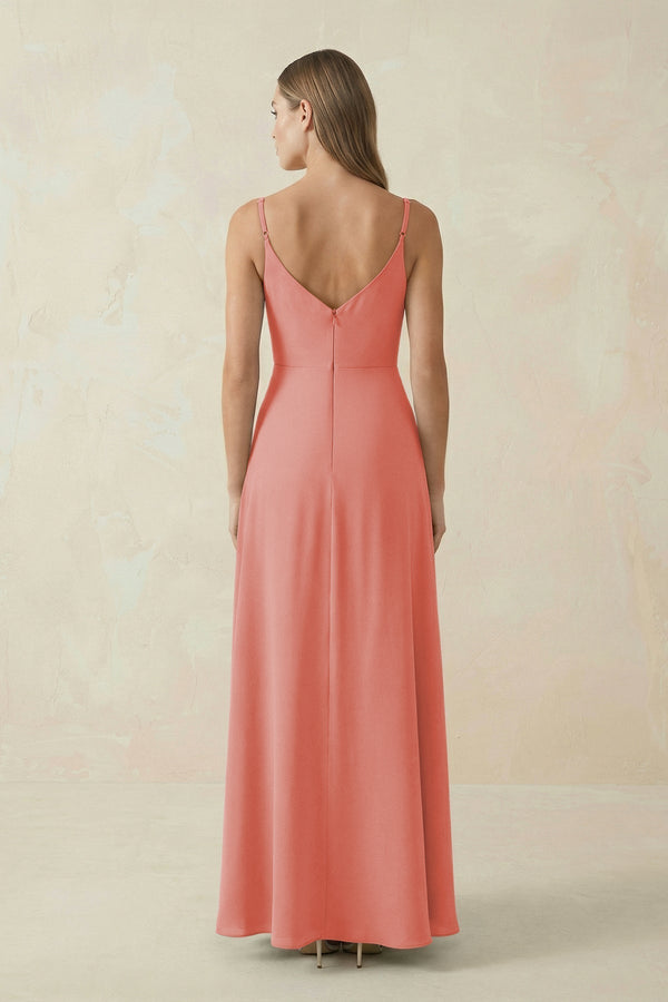 Cami Strap A - Line Chiffon Bridesmaid Dress in Mulberry - KissProm Bridesmaid Dresses