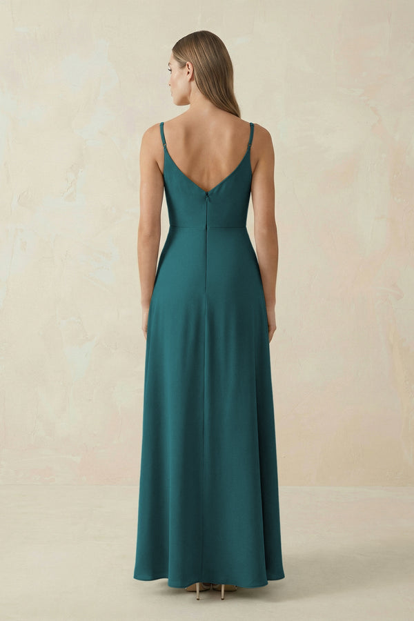 Cami Strap A - Line Chiffon Bridesmaid Dress in Pine - KissProm Bridesmaid Dresses