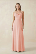 Cami Strap A - Line Chiffon Bridesmaid Dress in Rose Petal - KissProm Bridesmaid Dresses