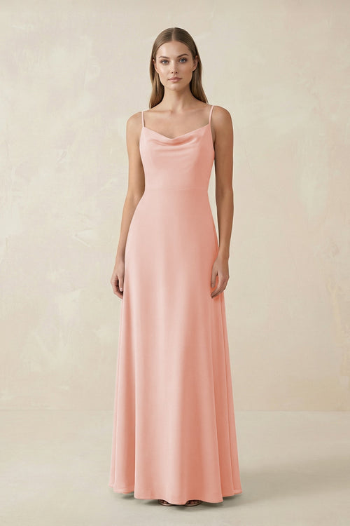 Cami Strap A - Line Chiffon Bridesmaid Dress in Rose Petal - KissProm Bridesmaid Dresses