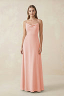 Cami Strap A - Line Chiffon Bridesmaid Dress in Rose Petal - KissProm Bridesmaid Dresses