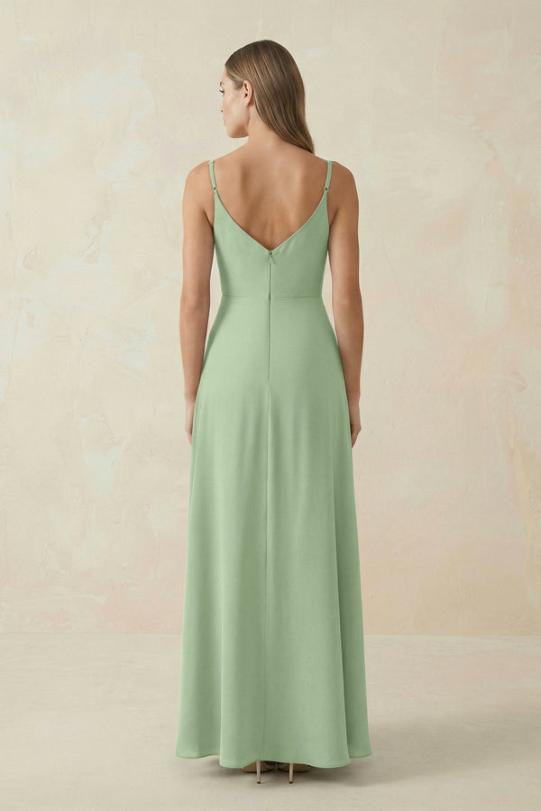 Cami Strap A - Line Chiffon Bridesmaid Dress in Sage - KissProm Bridesmaid Dresses