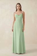 Cami Strap A - Line Chiffon Bridesmaid Dress in Sage - KissProm Bridesmaid Dresses