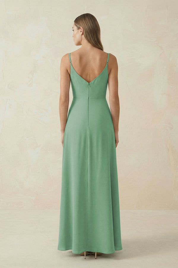 Cami Strap A - Line Chiffon Bridesmaid Dress in Sea Glass - KissProm Bridesmaid Dresses