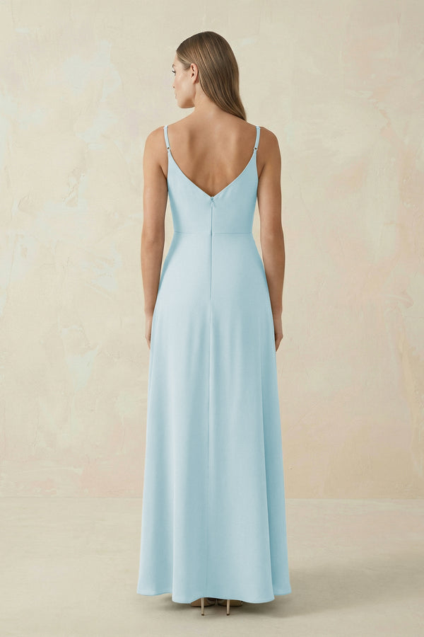 Cami Strap A - Line Chiffon Bridesmaid Dress in Sky Blue - KissProm Bridesmaid Dresses