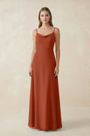 Cami Strap A - Line Chiffon Bridesmaid Dress in Spice - KissProm Bridesmaid Dresses