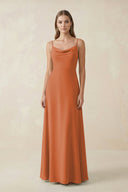 Cami Strap A - Line Chiffon Bridesmaid Dress in Terracotta - KissProm Bridesmaid Dresses