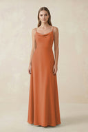 Cami Strap A - Line Chiffon Bridesmaid Dress in Terracotta - KissProm Bridesmaid Dresses