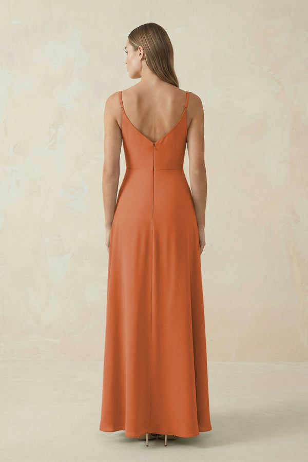Cami Strap A - Line Chiffon Bridesmaid Dress in Terracotta - KissProm Bridesmaid Dresses