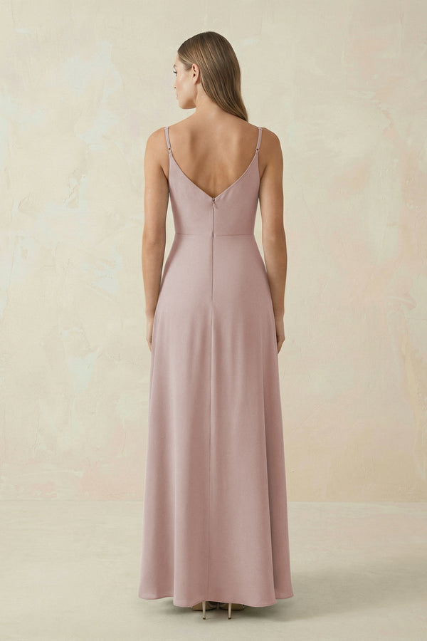 Cami Strap A - Line Chiffon Bridesmaid Dress in Toffee - KissProm Bridesmaid Dresses
