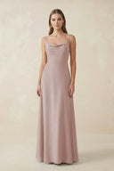 Cami Strap A - Line Chiffon Bridesmaid Dress in Toffee - KissProm Bridesmaid Dresses