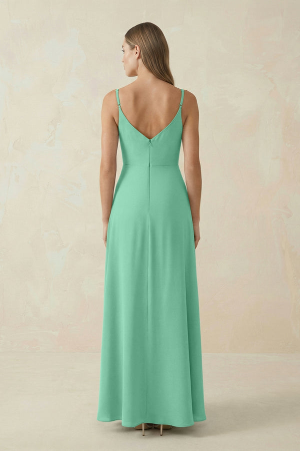 Cami Strap A - Line Chiffon Bridesmaid Dress in Turquoise - KissProm Bridesmaid Dresses