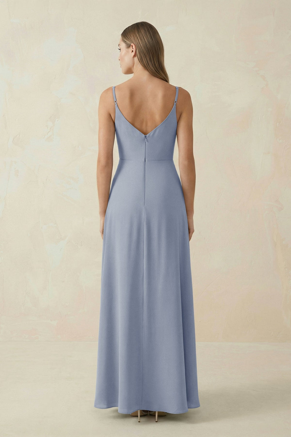 Cami Strap A - Line Chiffon Bridesmaid Dress in Twilight - KissProm Bridesmaid Dresses
