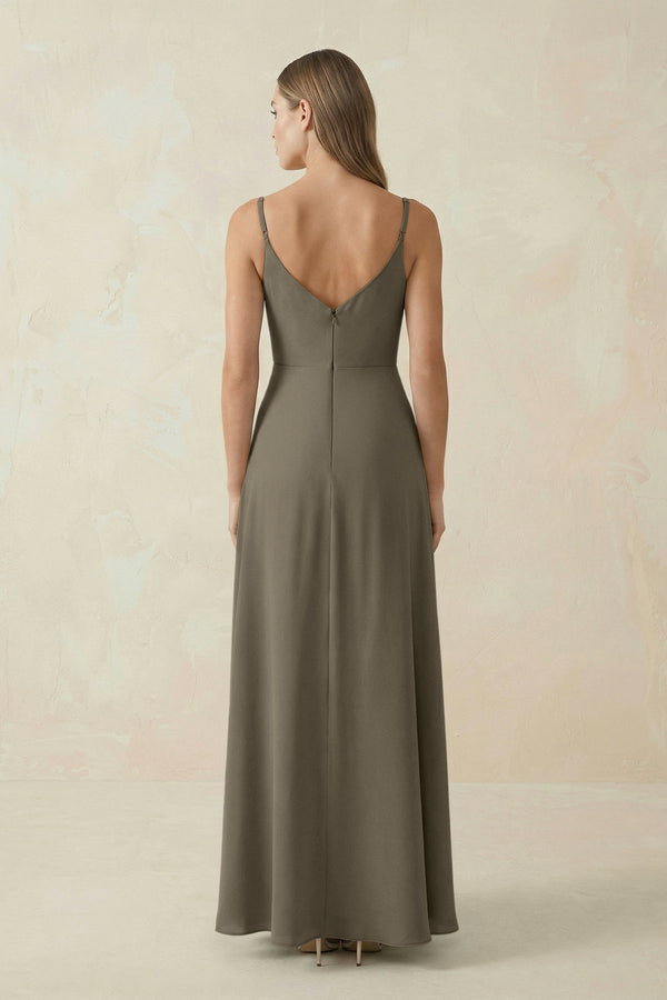 Cami Strap A - Line Chiffon Bridesmaid Dress in Willow Green - KissProm Bridesmaid Dresses