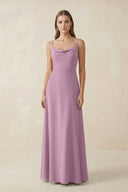 Cami Strap A - Line Chiffon Bridesmaid Dress in Wisteria - KissProm Bridesmaid Dresses
