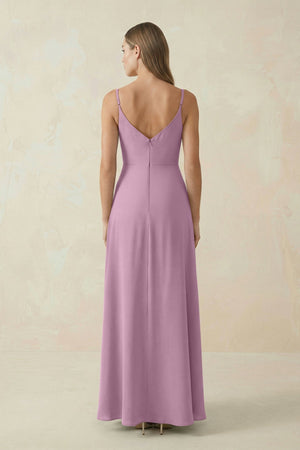 Cami Strap A - Line Chiffon Bridesmaid Dress in Wisteria - KissProm Bridesmaid Dresses