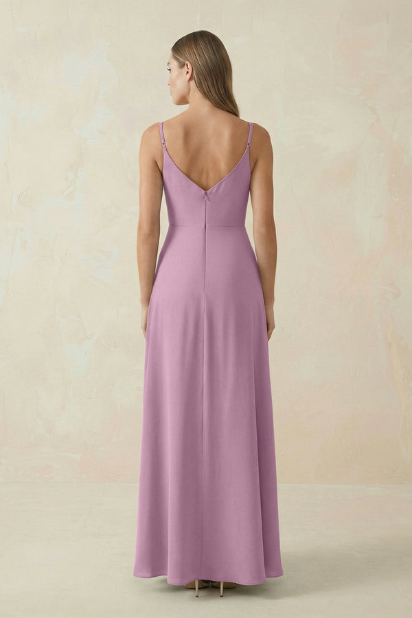Cami Strap A - Line Chiffon Bridesmaid Dress in Wisteria - KissProm Bridesmaid Dresses