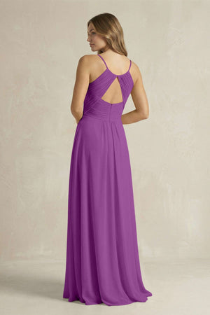 Cami Strap A - Line Chiffon Pleated Bridesmaid Dress in Amethyst - KissProm Bridesmaid Dresses