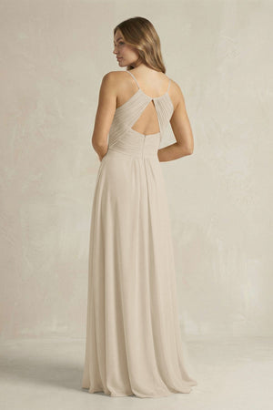 Cami Strap A - Line Chiffon Pleated Bridesmaid Dress in Champagne - KissProm Bridesmaid Dresses