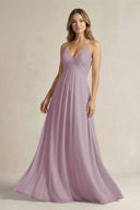Cami Strap A - Line Chiffon Pleated Bridesmaid Dress in Dusk - KissProm Bridesmaid Dresses